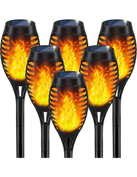 Set 4x lampa solara tip torta cu efect de flacara falsa, 51cm, rezistente la intemperii, IP65