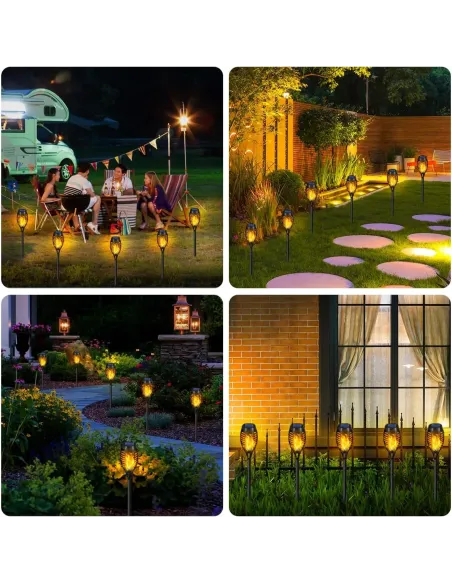 Set 8 x lampa solara tip torta cu efect de flacara falsa, 51cm, rezistente la intemperii, IP65