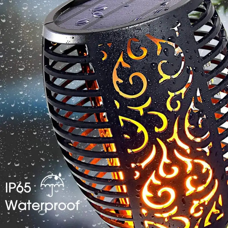 Set 8 x lampa solara tip torta cu efect de flacara falsa, 51cm, rezistente la intemperii, IP65