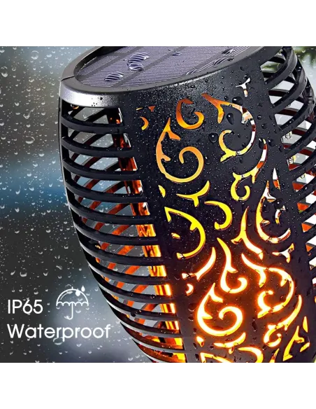 Set 8 x Lampa solara tip torta cu efect flacara falsa, marime medie, 61 cm, IP65, rezistente la intemperii