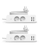 Set 2 x Prelungitor Jortan cu 2 Prize, 2 USB și 2 USB-C