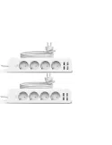 Set 2 x Prelungitor 4 prize, 2 porturi USB si 2 Type-C, 2m , Jortan