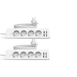 Set 2 x Prelungitor 4 prize, 2 porturi USB si 2 Type-C, 2m , Jortan