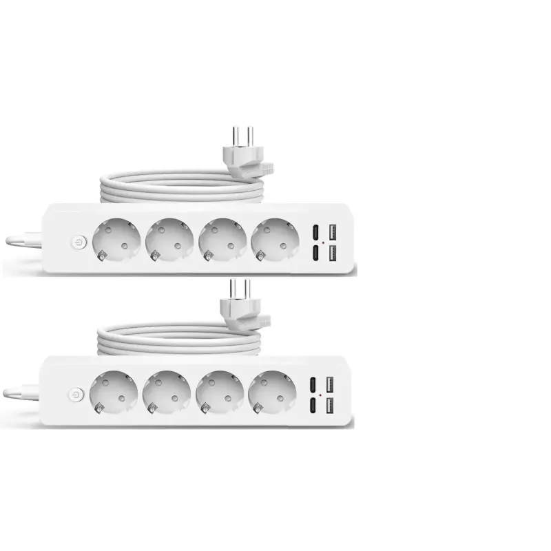 Set 2 x Prelungitor 4 prize, 2 porturi USB si 2 Type-C, 2m , Jortan