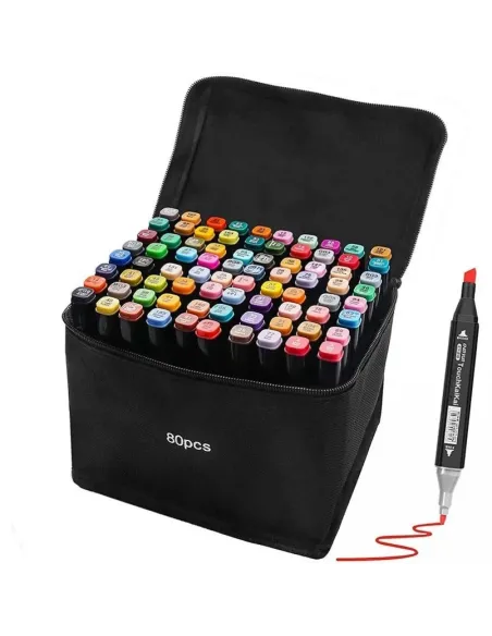 Set 80 markere colorate + geantă compactă – creativitate instant
