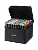 Set 120 Markere Duble + Geantă cu Fermoar – Culori Vibrante