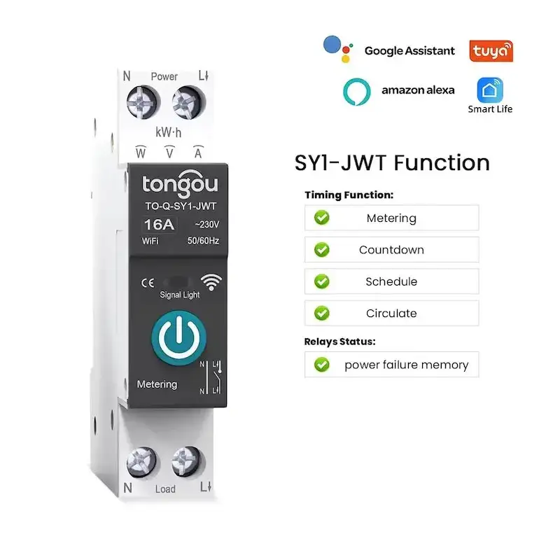 Siguranta automata smart, WIFI, 1P, 16 A, monitorizare consum ,TUYA, Smart Life App