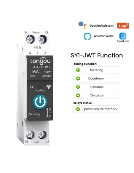 Siguranta automata smart, WIFI, 1P, 16 A, monitorizare consum ,TUYA, Smart Life App