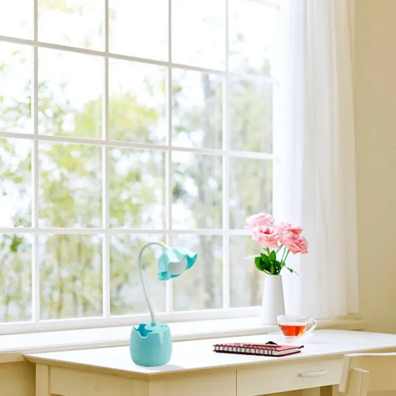 Lampă LED Floare Portabilă pentru Protecția Ochilor – Culoare Bleu