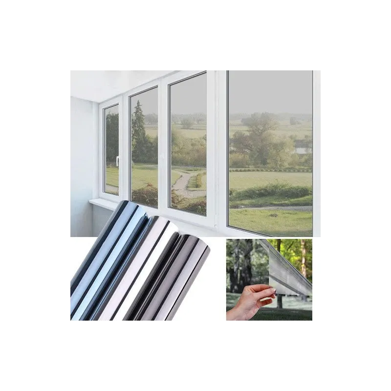 2 x Folie protectie solara pentru geamuri interioare, cu efect de oglinda, UV, 60x300cm
