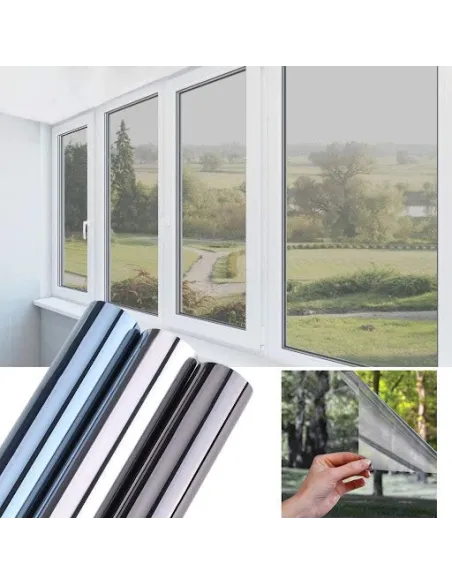 2 x Folie protectie solara pentru geamuri interioare, cu efect de oglinda, UV, 60x300cm