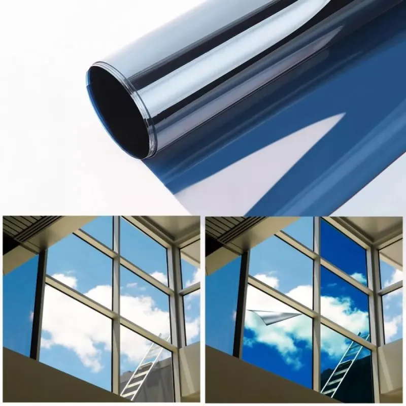2 x Folie protectie solara pentru geamuri interioare, cu efect de oglinda, UV, 60x300cm