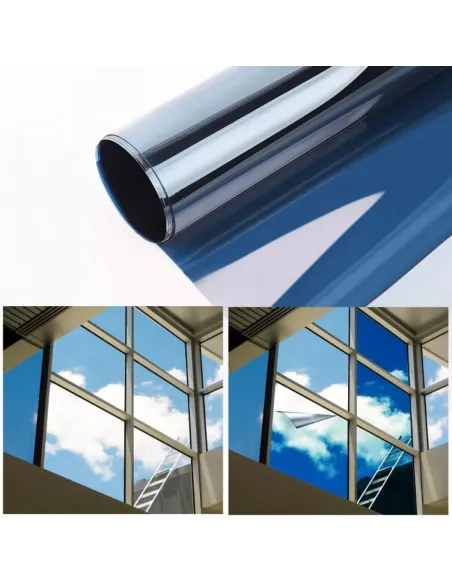 2 x Folie protectie solara pentru geamuri interioare, cu efect de oglinda, UV, 60x300cm