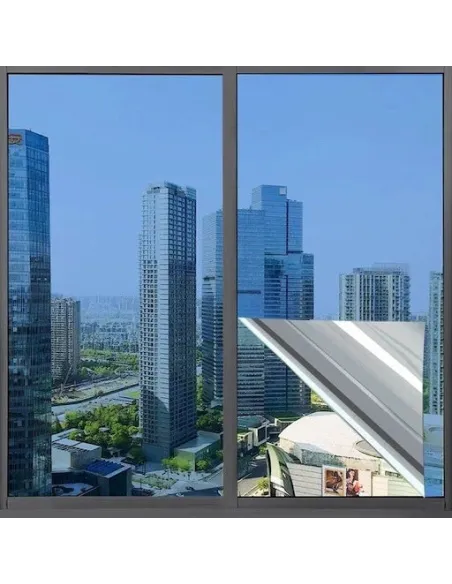 2 x Folie protectie solara pentru geamuri interioare, cu efect de oglinda, UV, 60x200cm