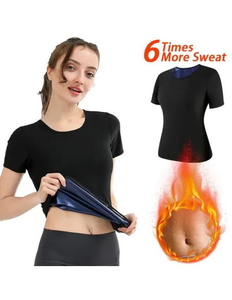 Tricou Fitness cu Efect de Saună pentru Abdomen și Talie