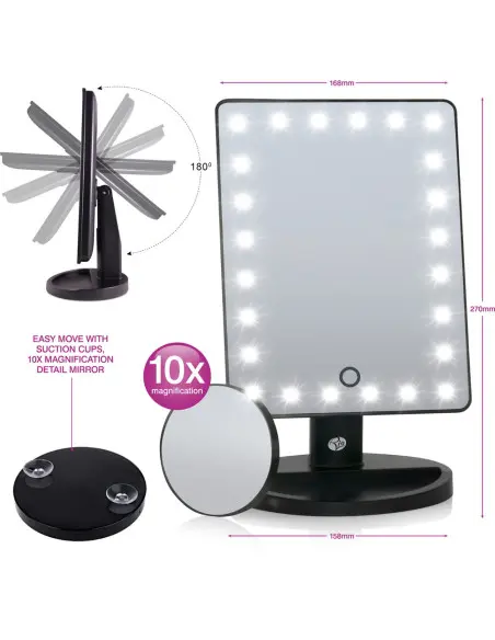 Oglindă cosmetică LED Touch, dreptunghiulară