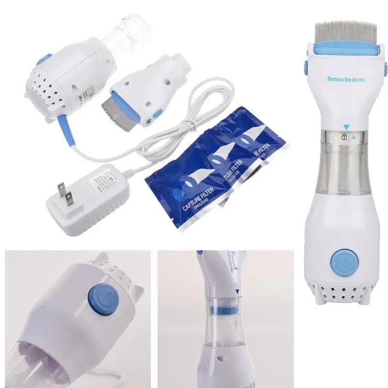 Pieptene aspirator antipăduchi cu sistem de colectare V-Comb