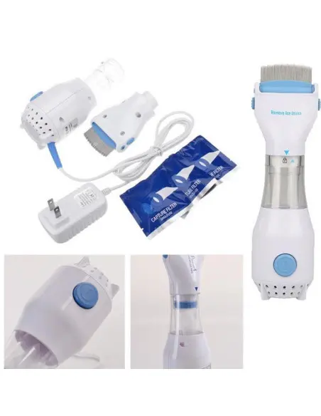 Pieptene aspirator antipăduchi cu sistem de colectare V-Comb