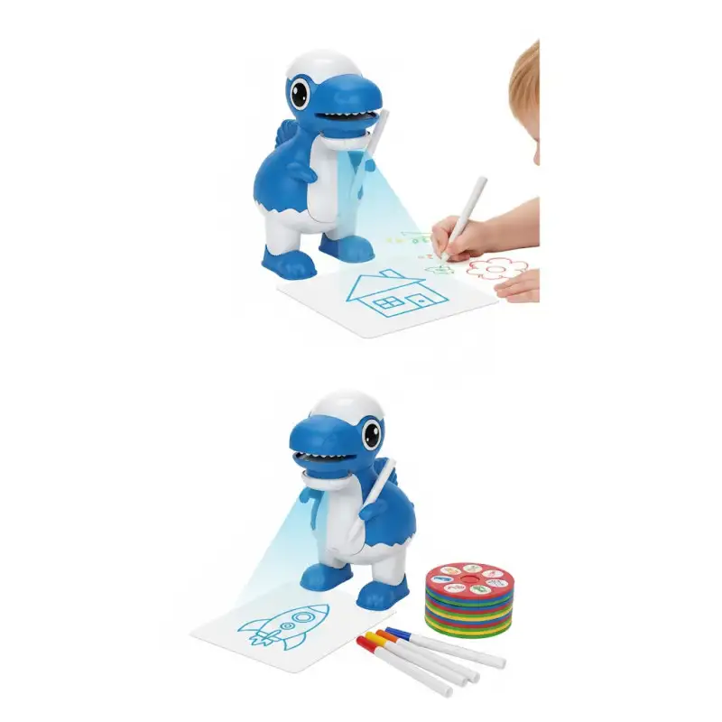 Dinozaur Proiector pentru Desen – 32 Imagini Proiectate + 8 Carioci Colorate Incluse
