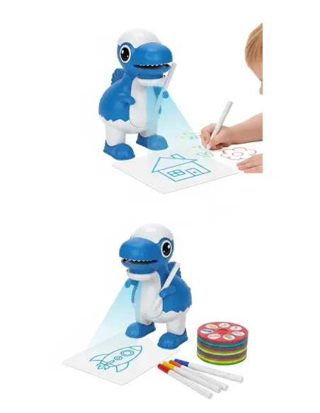 Dinozaur Proiector pentru Desen – 32 Imagini Proiectate + 8 Carioci Colorate Incluse