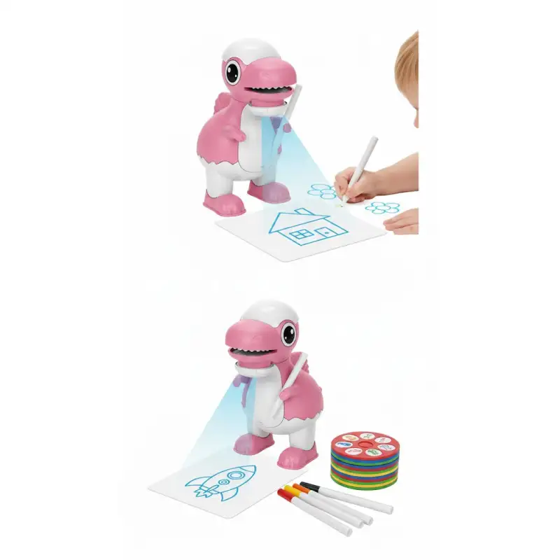 Dinozaur Proiector pentru Desen – 32 Imagini Proiectate + 8 Carioci Colorate Incluse