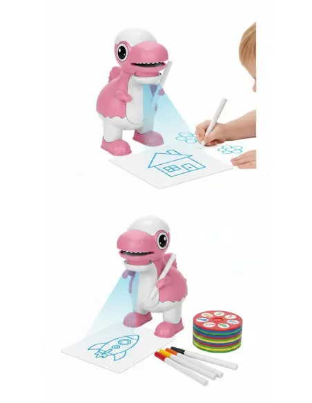 Dinozaur Proiector pentru Desen – 32 Imagini Proiectate + 8 Carioci Colorate Incluse