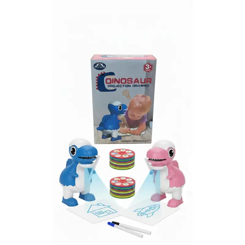 Dinozaur Proiector pentru Desen – 32 Imagini Proiectate + 8 Carioci Colorate Incluse