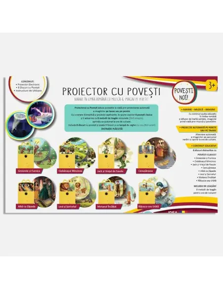 Proiector cu povesti si cantece de leagan in limba romana