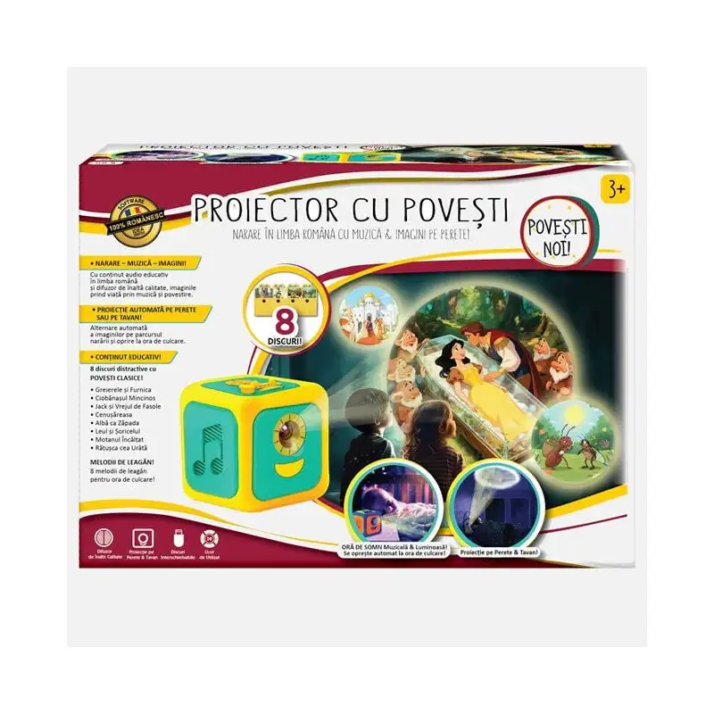 Proiector cu povesti si cantece de leagan in limba romana