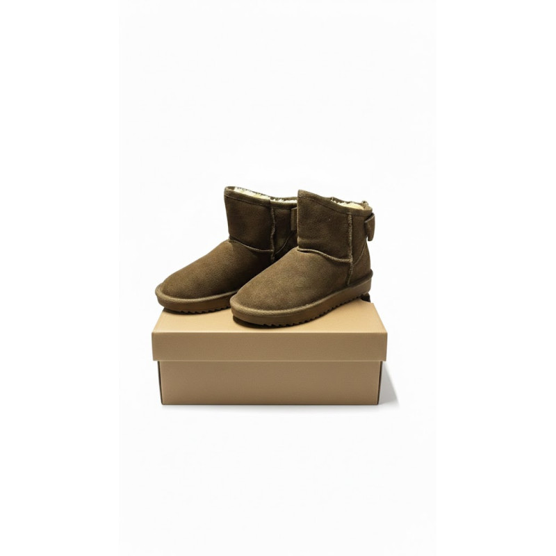 Cizme imblanite din piele intoarsa- Culoare maro