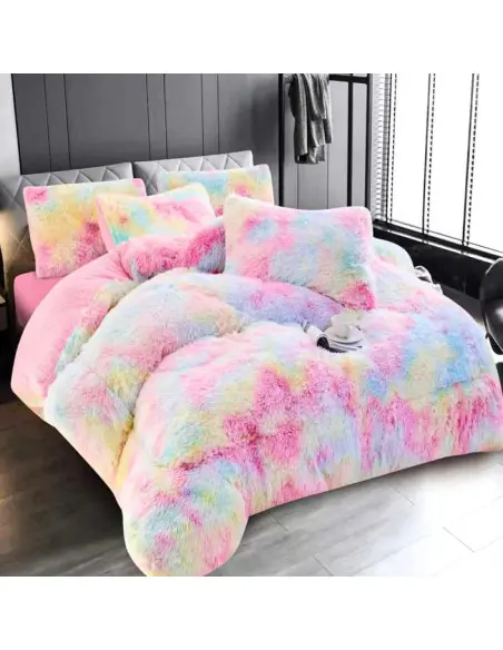 Pilota Cocolino Fluffy 200x230 cm + 2 Fețe de Pernă 50x70 cm, Multicolor – Set Confort Pufos pentru Dormitor