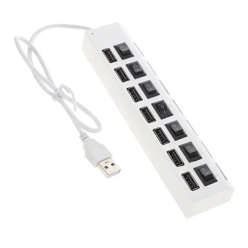 Hub USB 2.0 alimentat extern, 7 porturi cu întrerupător
