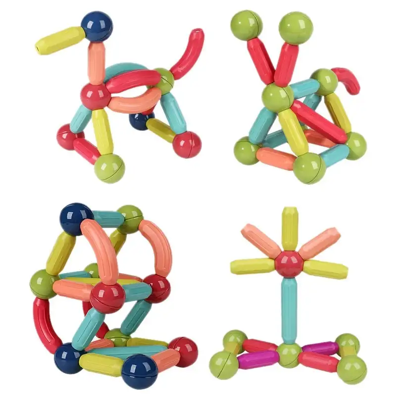 Magnetic Sticks 64 Piese – Jucărie Magnetică Educațională pentru Modele 3D