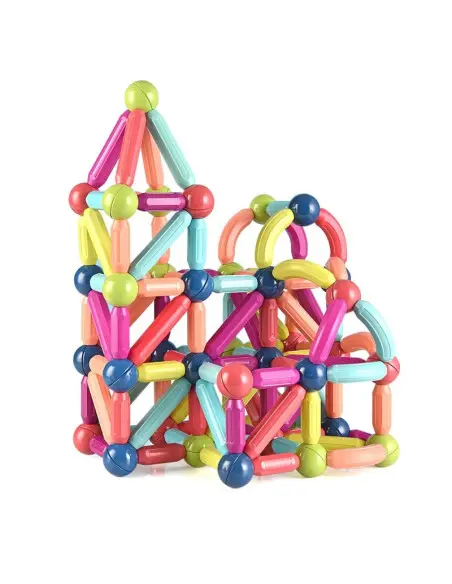 Magnetic Sticks 64 Piese – Jucărie Magnetică Educațională pentru Modele 3D