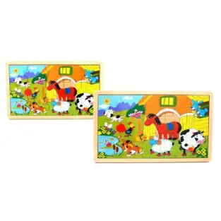 Puzzle Lemn 15 Piese M405 – Animale Domestice, Joc Educațional pentru Copii 10+ Luni 2