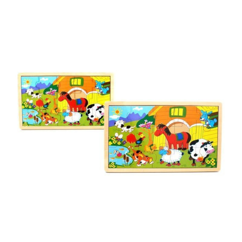 Puzzle Lemn 15 Piese M405 – Animale Domestice, Joc Educațional pentru Copii 10+ Luni