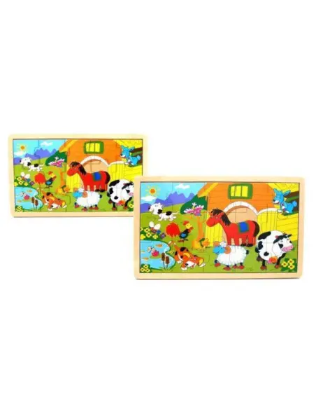 Puzzle Lemn 15 Piese M405 – Animale Domestice, Joc Educațional pentru Copii 10+ Luni