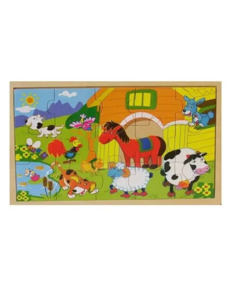 Puzzle Lemn 15 Piese M405 – Animale Domestice, Joc Educațional pentru Copii 10+ Luni