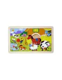 Puzzle Lemn 15 Piese M405 – Animale Domestice, Joc Educațional pentru Copii 10+ Luni