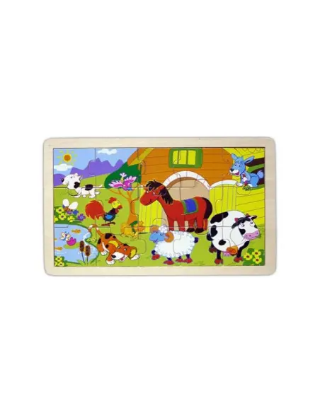 Puzzle Lemn 15 Piese M405 – Animale Domestice, Joc Educațional pentru Copii 10+ Luni