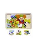 Puzzle Lemn 15 Piese M405 – Animale Domestice, Joc Educațional pentru Copii 10+ Luni