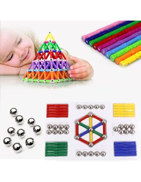Set Construcție Magnetic 3D – 168 Piese, Joc Educațional pentru Copii 6+ Ani