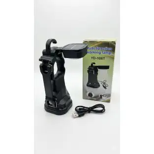 Lanternă Multifuncțională LED YD-106T, Încărcare Solară și USB, Cap Rotativ și Cârlig
