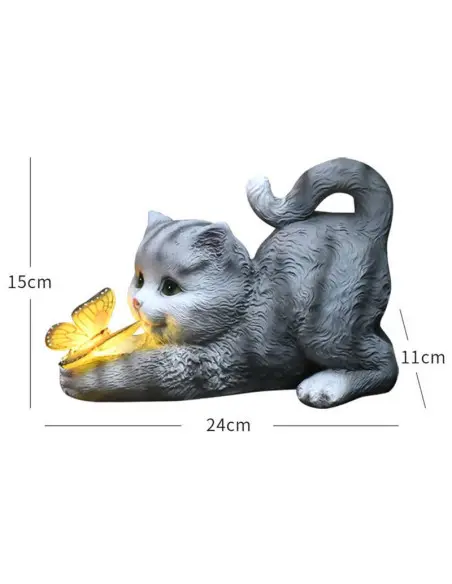 Lampă Solară de Grădină Model Pisicuță cu Fluturaș Luminos – Încărcare solara