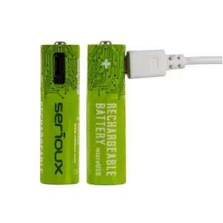 Set 4 x Baterii reîncărcabile Serioux AAA microUSB-culoare verde