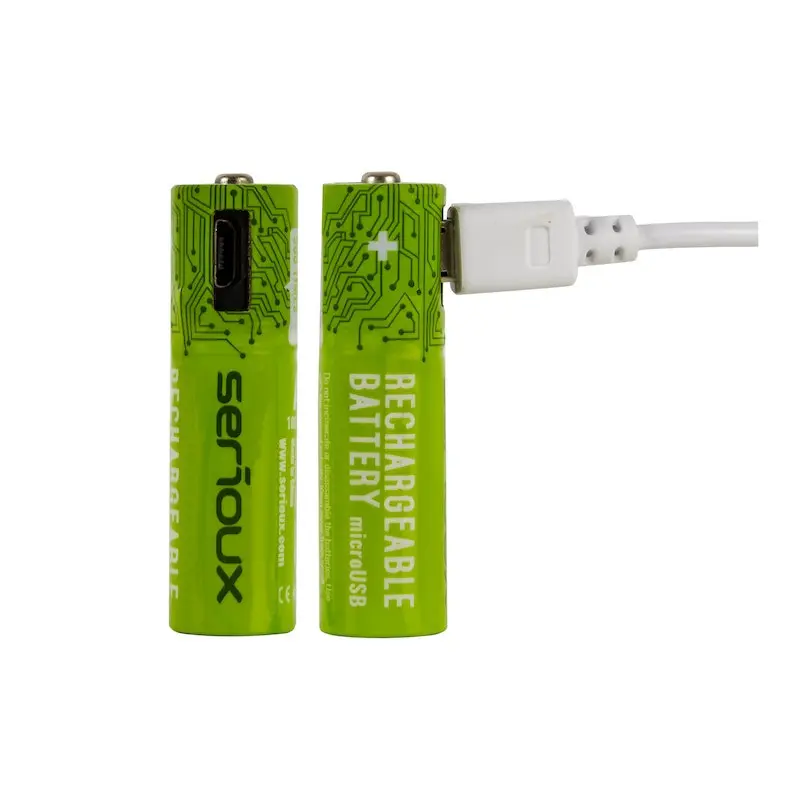 Set 4 x Baterii reîncărcabile Serioux AAA microUSB-culoare verde