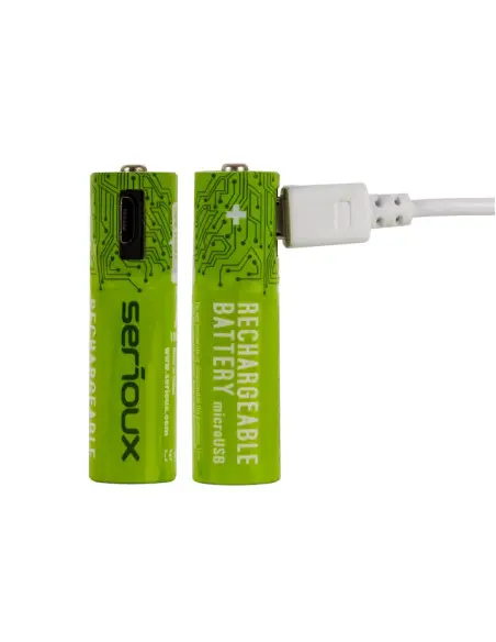 Set 4 x Baterii reîncărcabile Serioux AAA microUSB-culoare verde