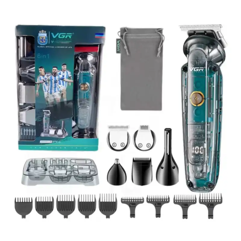 Mașină de Tuns Profesională cu Afișaj LED VGR V-102, 6in1, Lame din Oțel Inoxidabil, Acumulator Reîncărcabil și Încărcare USB