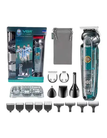 Mașină de Tuns Profesională cu Afișaj LED VGR V-102, 6in1, Lame din Oțel Inoxidabil, Acumulator Reîncărcabil și Încărcare USB