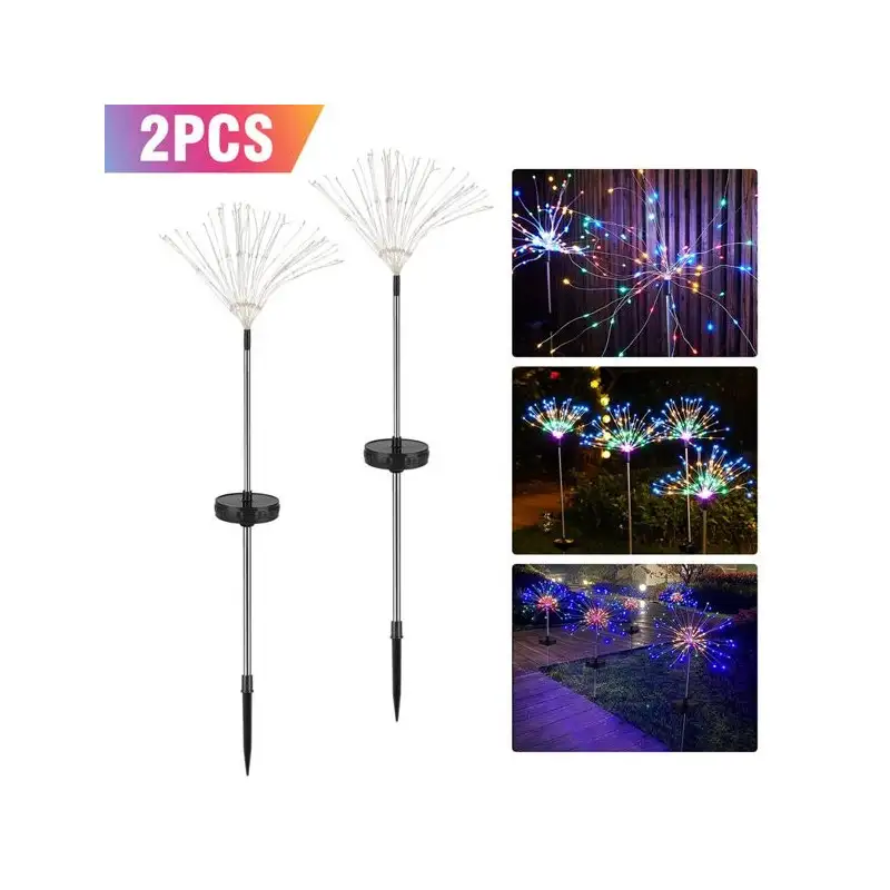 Set 2 x Lampa Solara Artificii cu Suport Metalic, 100 LEDuri